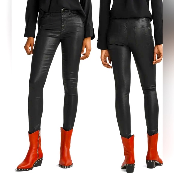 Rag & bone nina high-rise skinny black coated jeans size 31 - Picture 2 of 10